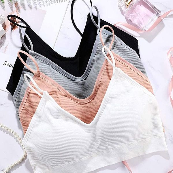 

women's tube 4 pieces v neck bra seamless padded camisole bandeau sports sleep breathable crop 2021 yoga outfit