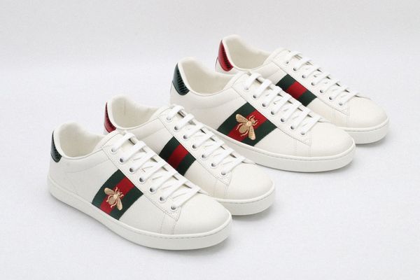 

highest quality luxurys men women sneaker casual shoes snake chaussures leather sneakers ace bee embroidery stripes shoe walking sports trai, Black