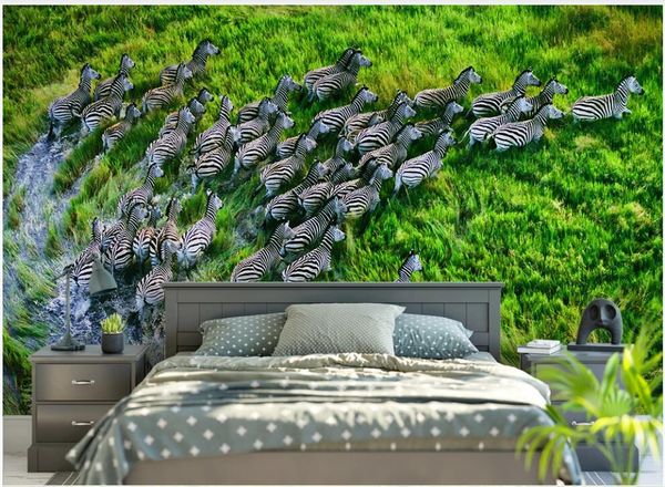 

wallpapers custom po 3d wallpaper hd grassland zebra landscape tv background decor living room wall murals for walls 3 d