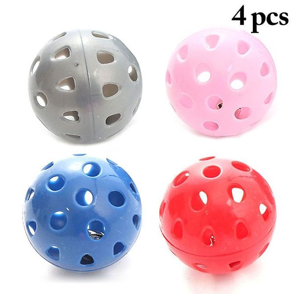 

cat toys 4pcs toy interactive kitten balls small plastic jingle with bell pet supplies random color