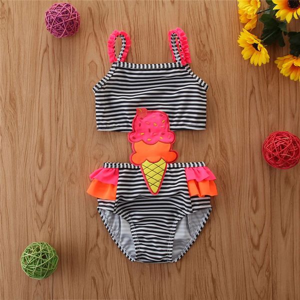 

children's suit ins ice cream one piece children's swimsuit, Black