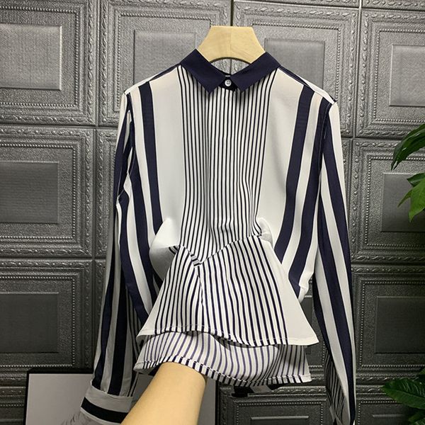 

women's blouses & shirts fancy ol'chic stripe high-quality shirt long ladies' sleeves c094, White