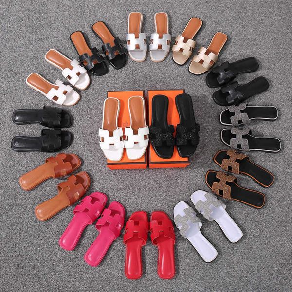 

h slippers women's summer fashion wear 2021 leisure flat shoes water drill cool slippers h family one line beach slippers women zlh, Black