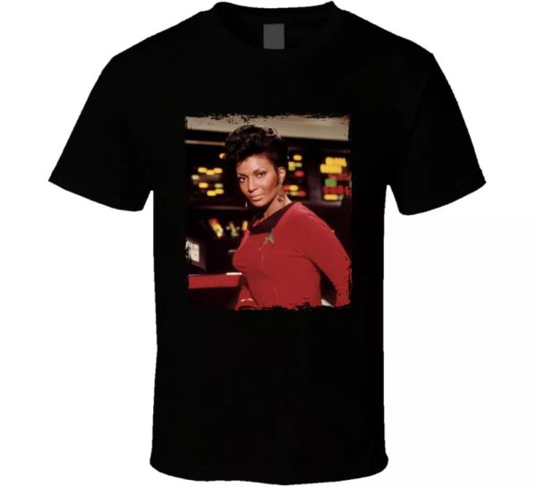 

nyota uhura star trek tv show fan t shirt, White;black