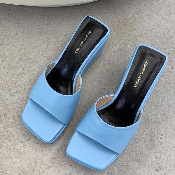 

slippers 2021 flip flops women wedges shoes sandals female high heels fashion woman casual slides leisure, Black
