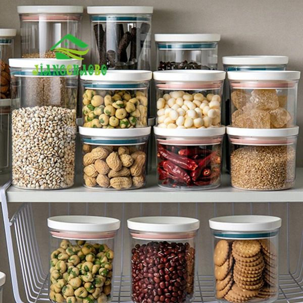 

storage bottles & jars transparent 1 pcs tea bean grain spice food plastic box for kitchen fridge container