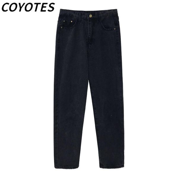 

women jeans black high waist straight pants womens casual classic trousers loose vintage fashion bf all-match daily women's, Blue