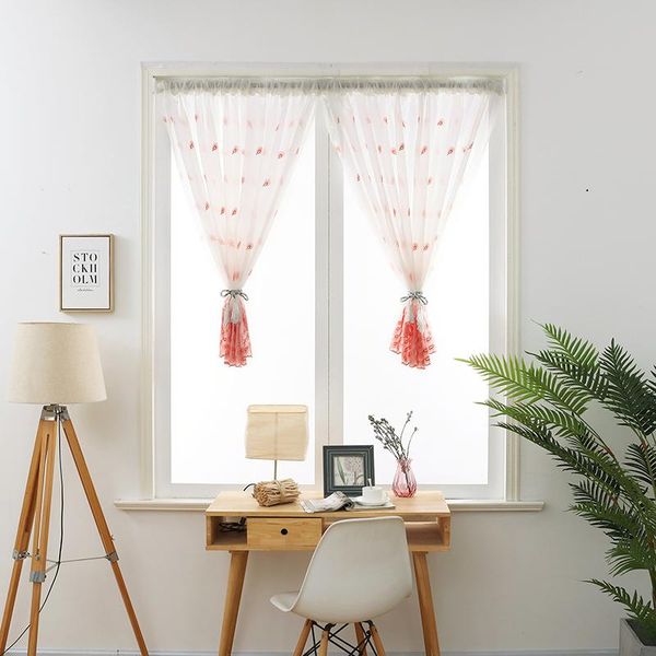 

curtain & drapes short valance pelmet voile curtains embroidered peacock feather sheer tulle for home living room balcony window screen
