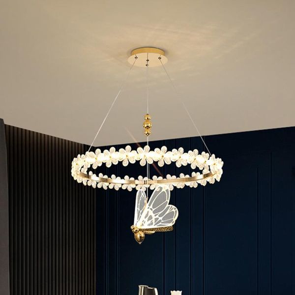 

pendant lamps nordic led crystal lights light luxury butterfly decoration lighting fixtures living room bedroom lamp