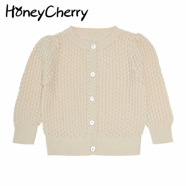 

baby girls knit cardigan thin section openwork knit sun shirt children cloth toddler girl sweater 210701, Blue
