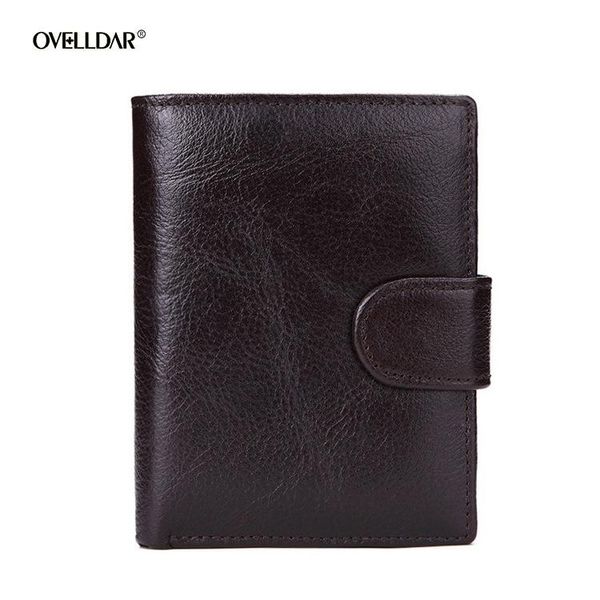 

men's wallet first layer cowhide multi-card position oil wax leather short business bag birthday gift wallets, Red;black