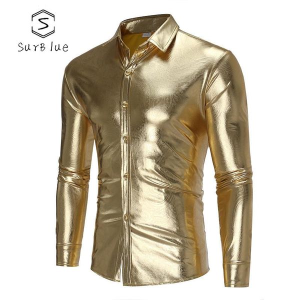 

men's casual shirts personality nightclub style bright shirt wild beauty code long-sleeved look, White;black