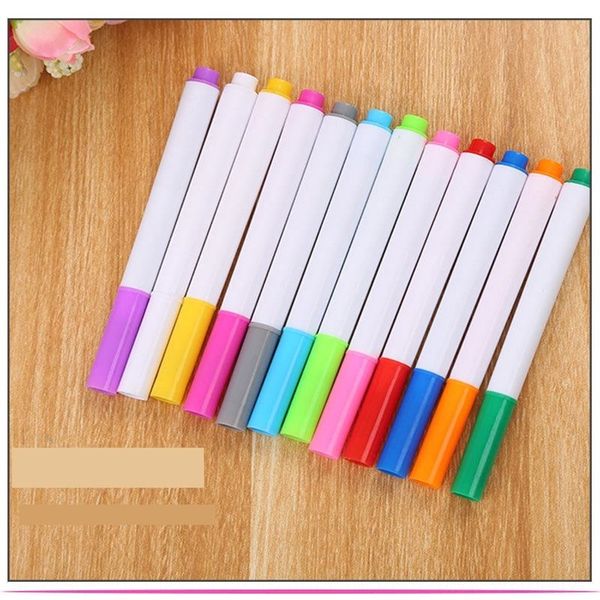 

442y environmental friendly dust-liquid chalk with air hole led light painting pens board erasable en children's painting book 12 colo, Black;red