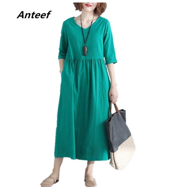 

cotton linen plus size vintage for women casual loose long summer dress elegant clothes ladies dresses sundress 210517, Black;gray