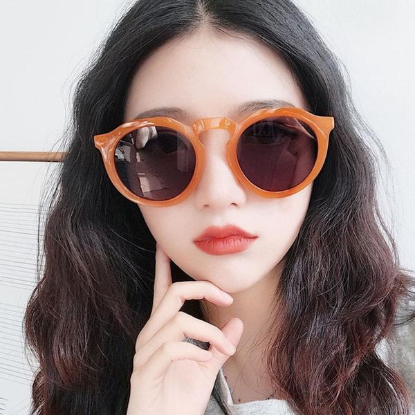 

sunglasses trendy wild round frame women korean vintage cat eye sun glasses luxury candy colors ladies eyewear mirror uv400, White;black
