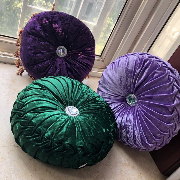 

cushion/decorative pillow clearanceeuropean style round velvet folds pumpkin back cushion home decorative sofa car waist 32/43cm