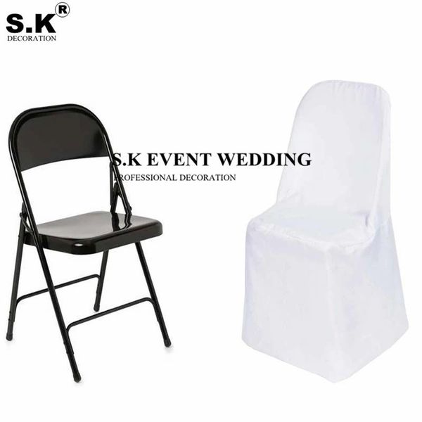 

chair covers white polyester folding round cover for banquet wedding decoration
