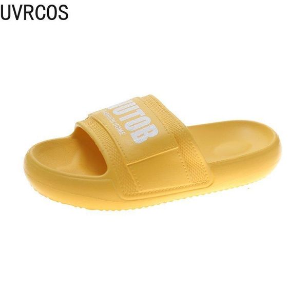 

outdoor all-match 2021 women's slippers casual fashion vamp letter applique home thick-soled simple, Black