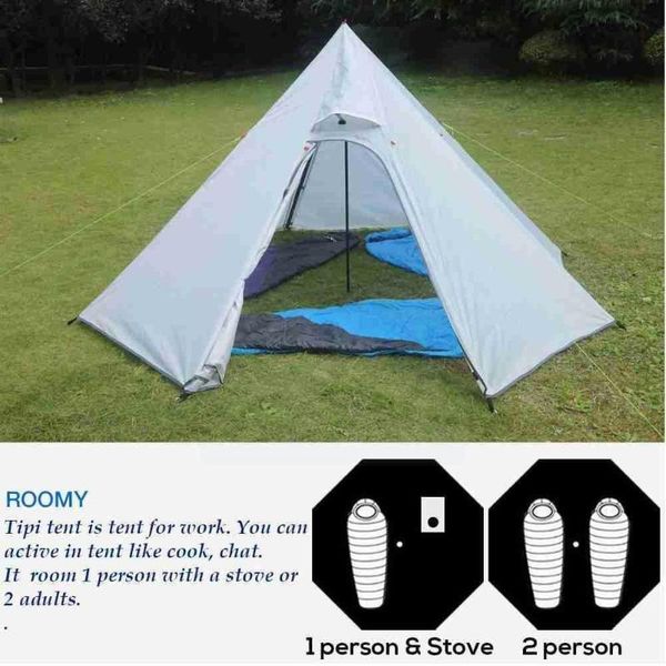 

tents and shelters outdoor waterproof windproof ultralight pyramid shape hiking with tent chimney barbecue supply party backpacking ca x0d1