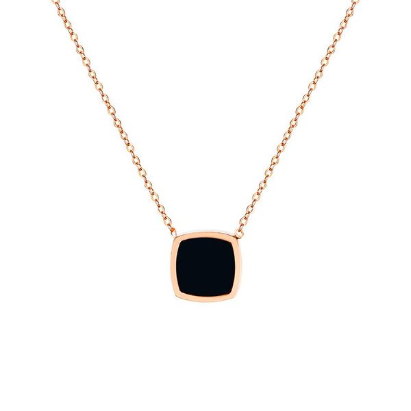

pendant necklaces yun ruo fashion black square necklace woman stainless steel jewelry gift rose gold silver color never fade dropship 2021