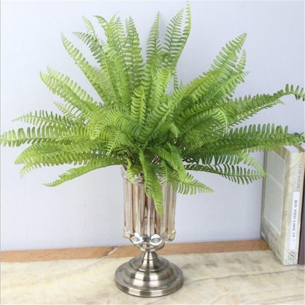 

4pcs artificial plants 7 forks persian leaves for home decoration wedding fake plant wall background leaf decor greenery decorative flowers