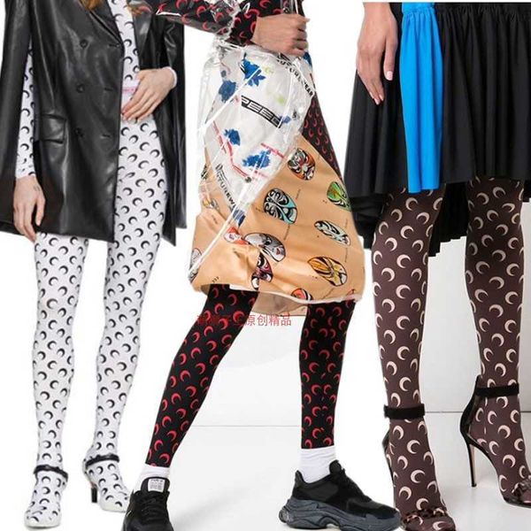 

marine moon bottomed pantyhose women can wear outside and elastic slim fit inside. sports casual 2022 bottomed pants, Gray;blue