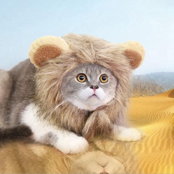

cat costumes pet hair accessories dress up with ears halloween party festival cosplay costume lion-shaped mane wig hat for or small dog.,