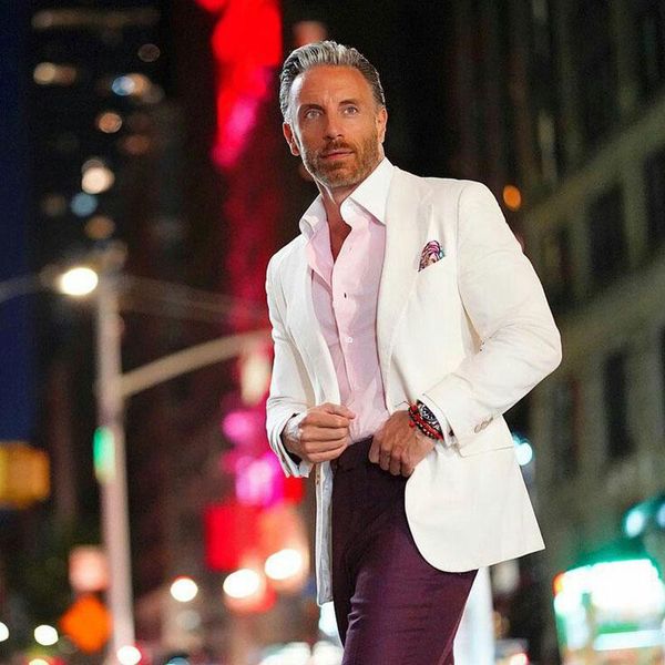 

men's suits & blazers gentle ivory men burgundy pants wedding man groom tuxedo costume homme 2 pieces slim fit terno masculino, White;black