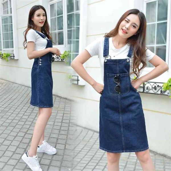 

autumn women denim sundress casual loose overalls female blue adjustable strap jeans dress plus size 4xl, Black;gray