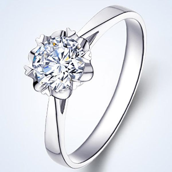 

cluster rings 18k au750 white gold ring women wedding anniversary engagement party round flower heart moissanite diamond elegant romantic, Golden;silver