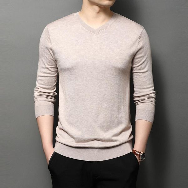 

men's sweaters v-neck solid color long-sleeved knit sweater men 2021 autumn and winter male fashion bottoming shirt zde1811, White;black