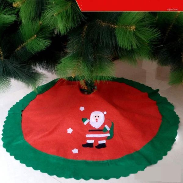 

christmas decorations tree skirt wavy green side santa claus snowman applique 0091