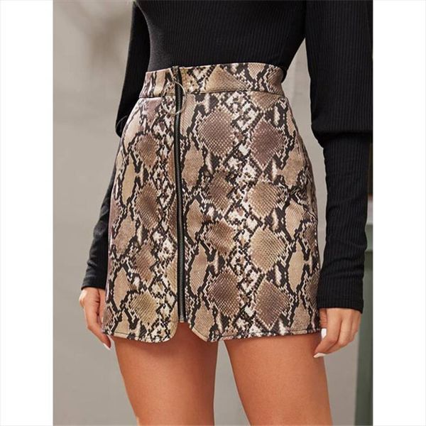 

fashion high waist women skirt zip faux leather short pencil bodycon zipper front mini, Black