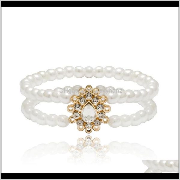 

drop delivery 2021 bacolod gold color charm beaded bracelets beauty pearl crystal zinc alloy jewelry girls gifts for friends fashion k6v5m, Golden;silver