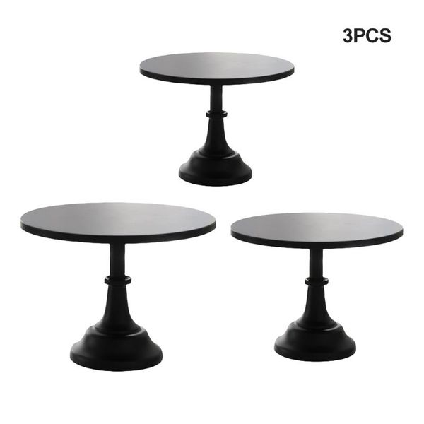 

other home decor 3pcs cake stand easy install metal afternoon tea birthday wedding serving tray durable display plate black anti rust