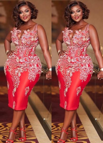 

2022 plus size arabic aso ebi luxurious sheath red prom dresses lace beaded crystals evening formal party second reception birthday engageme, Black