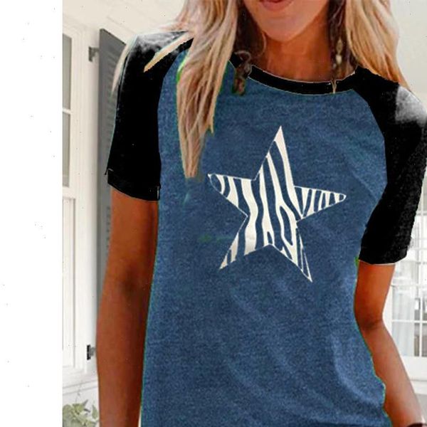 

women casual t shirt slim o neck short sleeve for woman ladies solid color star print tee summer, White