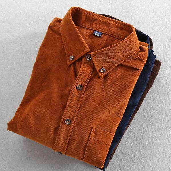 

men's casual shirts brand quality men long sleeve cotton corduroy shirt mens dress male high street wearing 2021 vintage, White;black