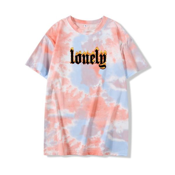 

lonely fire printing pattern summer women tie dye t-shirt japanese korean streetwear college harajuku style fashion female women's, White