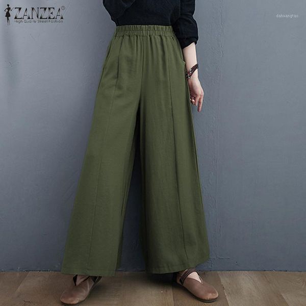 

women's pants & capris elegant women's autumn trousers 2022 wide leg solid pantalon palazzo female casual elastic waist turnip ove, Black;white