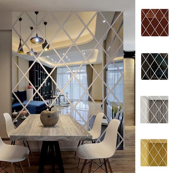

frames 17pcs/set triangles bevel acrylic diamond wallstickers durable waterproof removable wallpaper home decor mirror wall sticker