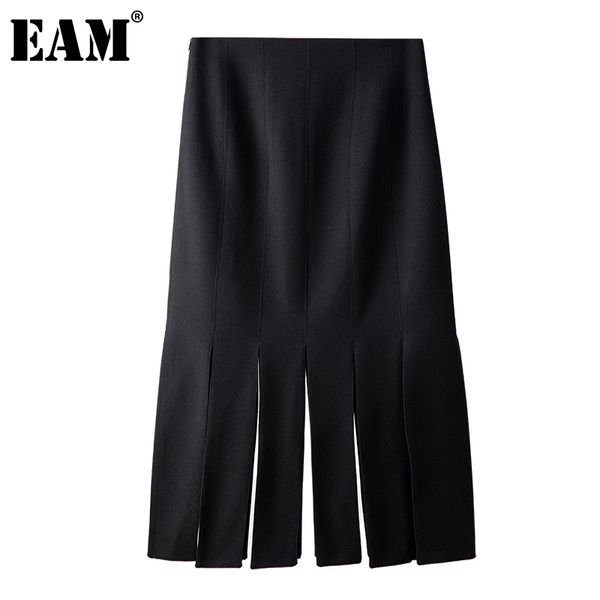 

[eam] black casual tassel spliced temperament high waist midi half-body skirt women fashion spring summer 1dd8510 210512