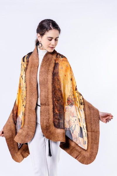 

scarves nomads felt gustav klimt the kiss silk shawl, Blue;gray