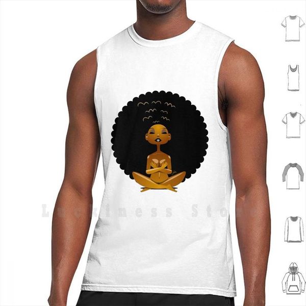 

afro girl spirit tank vest sleeveless spiritual meditation sexy, White;black