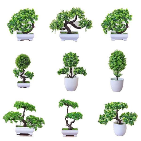 

artificial plants potted bonsai green small tree fake ornaments for home garden party el table decorations decorative flowers & wreaths