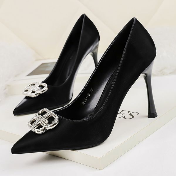 

dress shoes sapato feminino salto transparente, calÃ§ado sensual festa com fivela cristalina dto4, Black