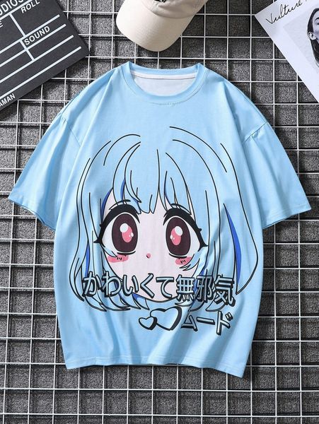 

men japanese letter & figure graphic tee s7mf#, White;black