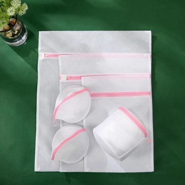 

laundry bags 5 pc durable zipped wash storage home organization washing machine used mesh net case polyester
