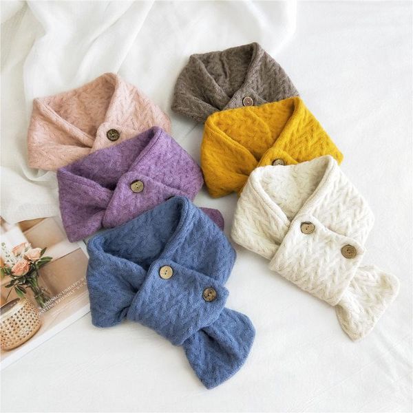 

scarves cute girl button knitted scarf hipster student short decoration korean all-matching autumn and winter, Blue;gray