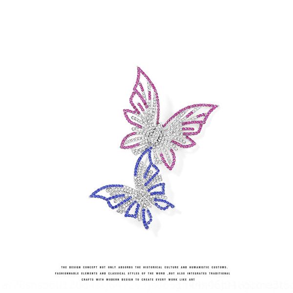 

t9b coat pproduct autumn and winter of 2021 qin brooches hailu same double butterfly female crystal brooch coat pins pin shawljewelry, Gray